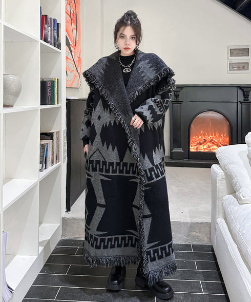 Fringe Pattern Long Coat